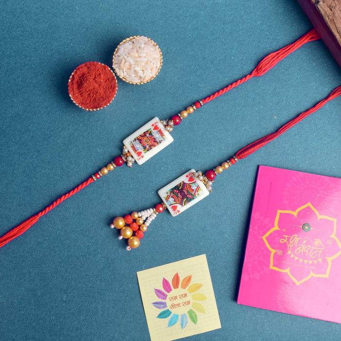 Designer Couple Rakhi Set for Bhaiya and Bhabhi | India’s Largest Brass Idols Brand - www.satvikstore.in