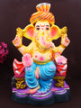 Majestic 15-inch Uddananda eco-friendly Ganpati idol crafted from shadu mati, seated in a regal posture with detailed ornaments for Ganesh Chaturthi celebrations. India’s Largest Pooja Accessories Brand – www.satvikstore.in