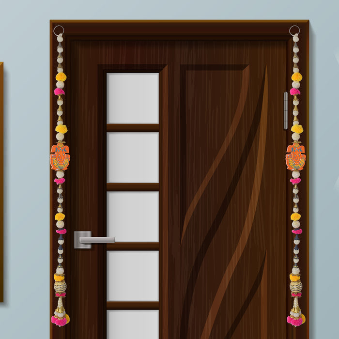 Vibrant Pom Pom Ganesha Latkan Pair for Traditional Festive Door Hanging Decoration. India’s Largest Pooja Accessories Brand – www.satvikstore.in