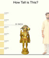 Handcrafted large brass statue of Lord Hanuman standing with a gada (mace) over his shoulder and a blessing gesture, glossy finish, weight 75000 grams (75 kg), height 132 cm (approximately 51.97 inches), length 55 cm (approximately 21.65 inches). Best for VIP Gift, best for big premium gift, best for your temple. India's Large Puja Accessories Brand - Satvikstore.in
