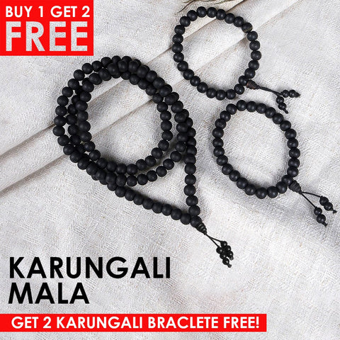 100% Original & Govt. Certified 8mm Karungali Mala with Sumeru Bead