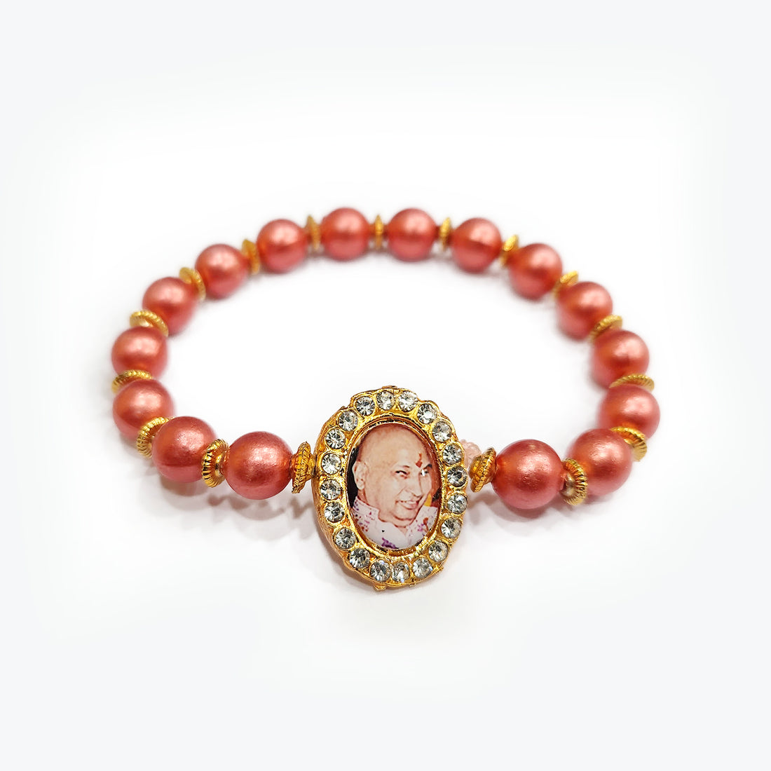 Light Red Beaded Guru Ji Maharaj Handmade Bracelets for Men and Women