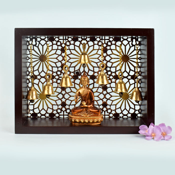 MDF Puja Mandir with Brass Bells