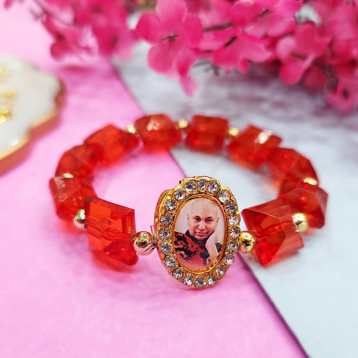 Red Beaded Guru Ji Maharaj Handmade Bracelets for Men and Women