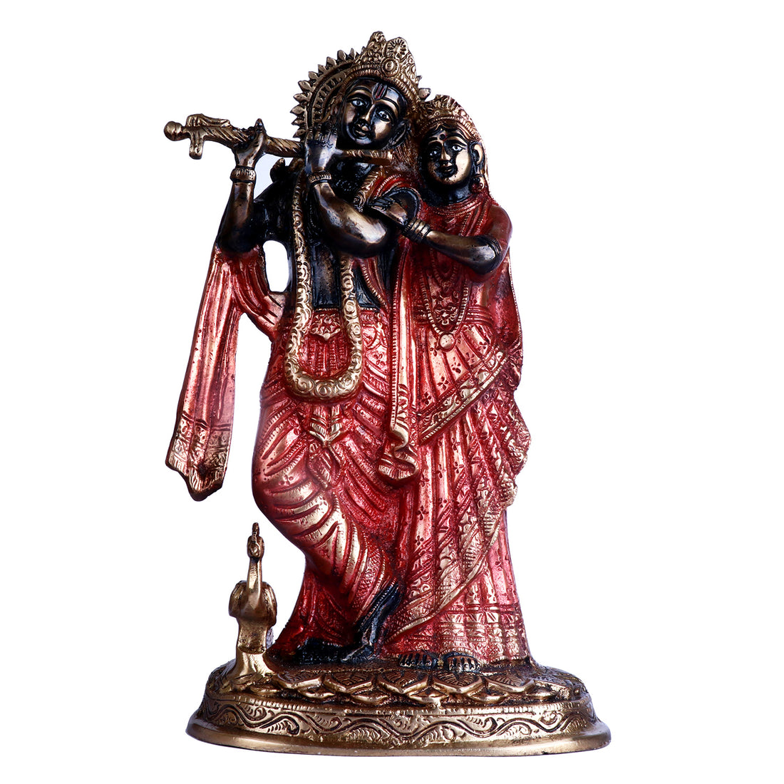 11.2 Inch Elegant Black Brass Radha Krishna Statue