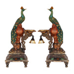 Satvik Stores Presents Brass Peacock Diya Stand.&nbsp;Any festive occasion will be made wonderfully auspicious by the grace and beauty of the Peacock Brass Handcrafted Hanging Diya. Given that it was made by hand, the piece's abnormalities and flaws only serve to enhance Diya's allure and charisma.