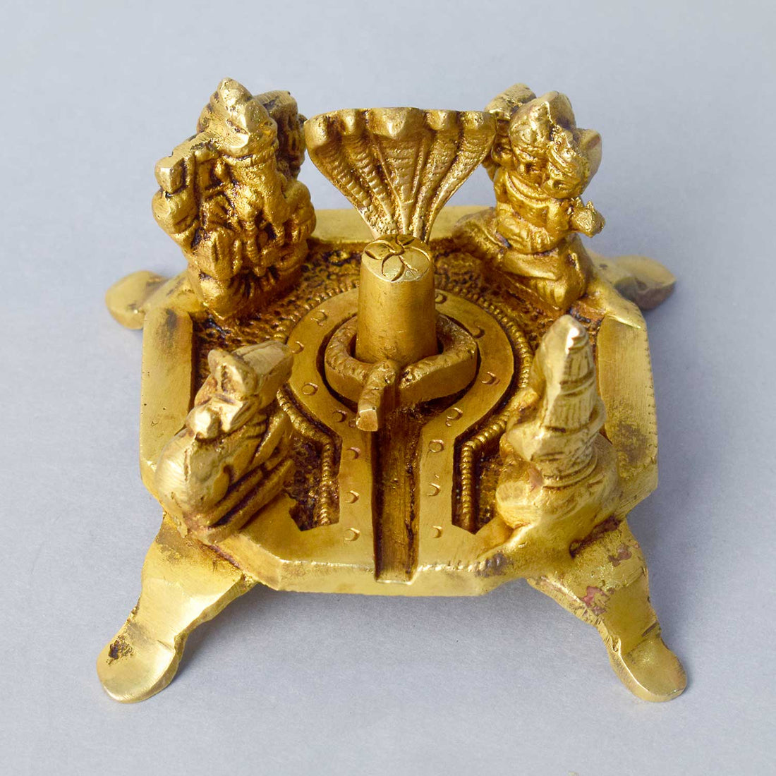 2 Inch Divine Brass Shiv Parivar with Shivling