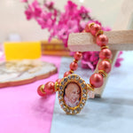 Light Red Beaded Guru Ji Maharaj Handmade Bracelets for Men and Women