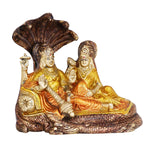 6.4 Inch Brass Colorful Vishnu Laxmi Idol