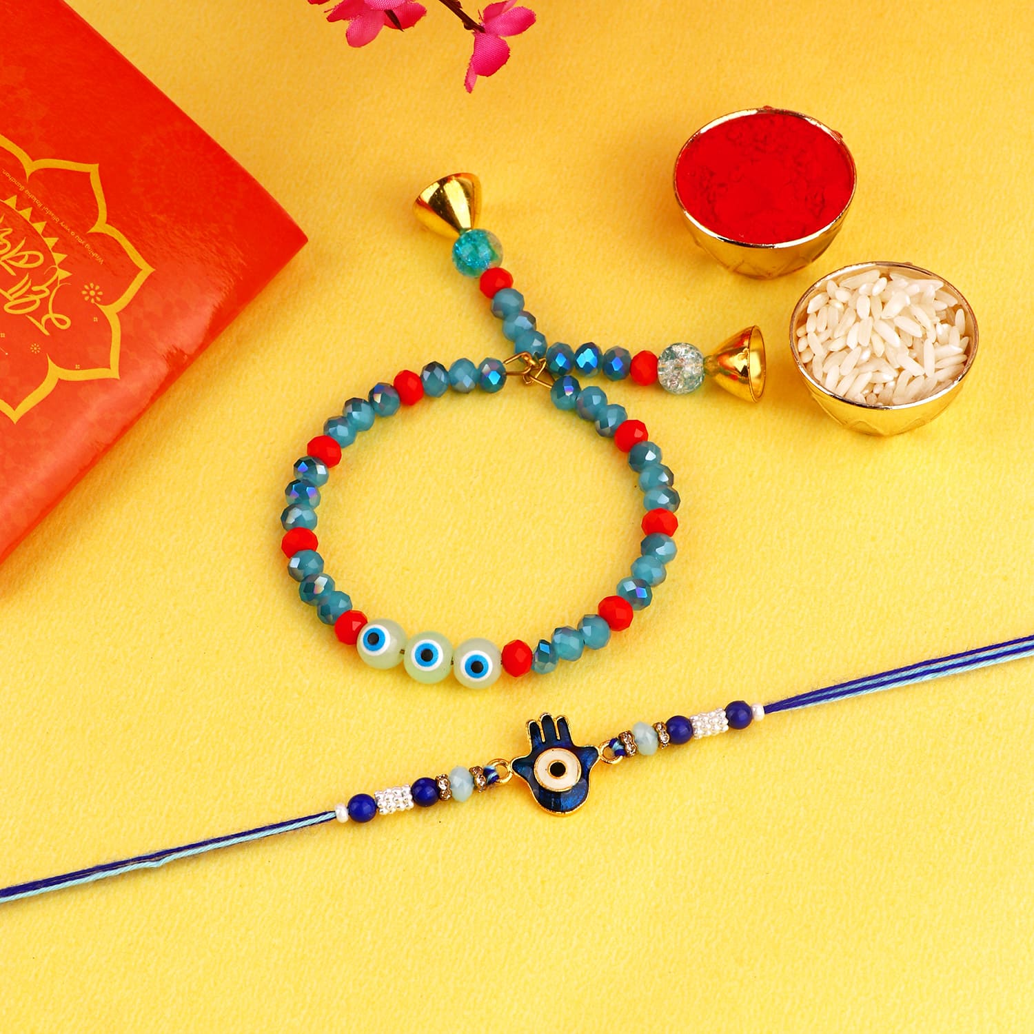 Bhaiya Bhabhi Bhai Dooj Rakhi Set of 2 Rakhi For India | Ubuy