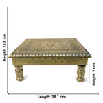 Elevated Artistry: Embossed Pattern Wooden Chowki