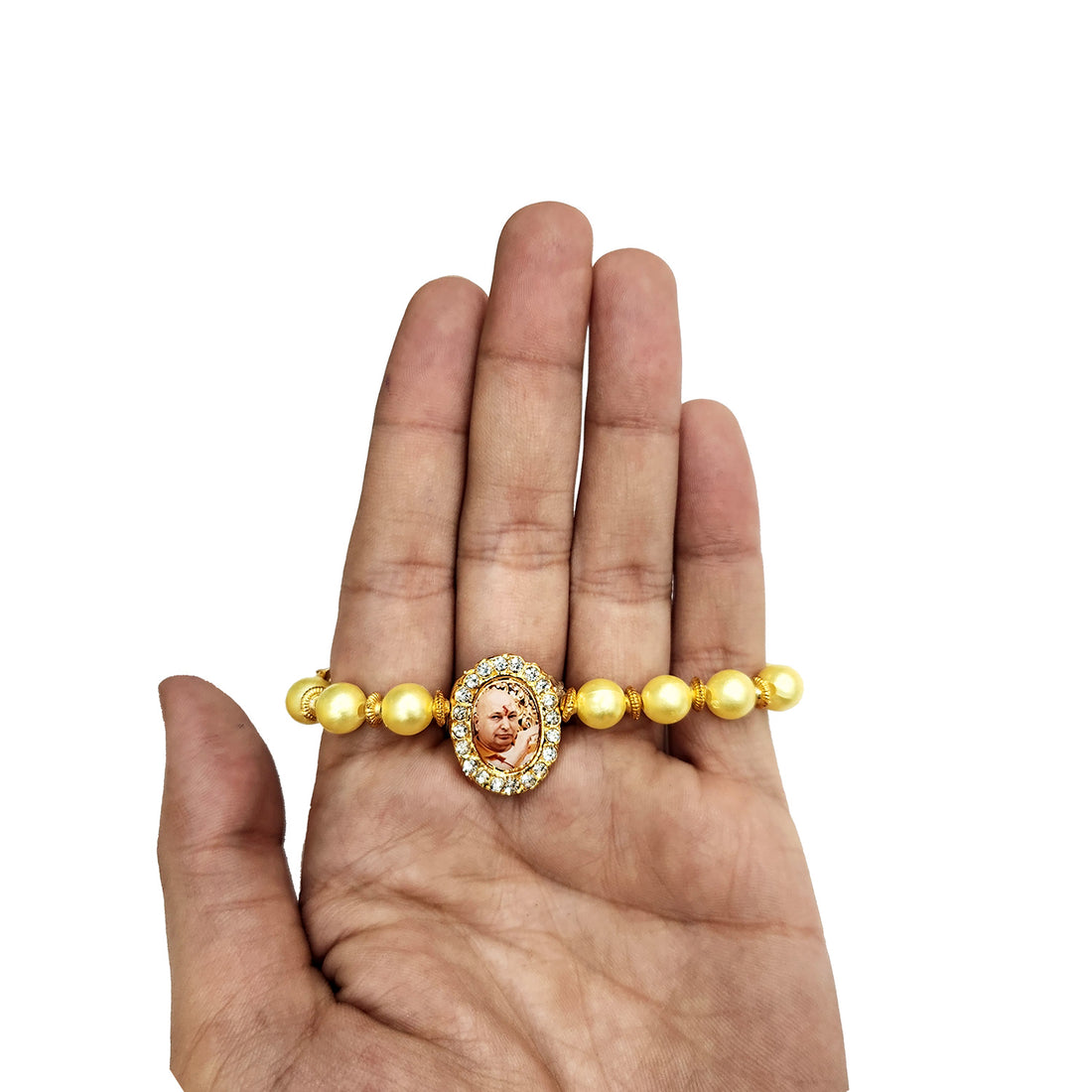 Yellow Beaded Guru Ji Maharaj Handmade Bracelets for Men and Women