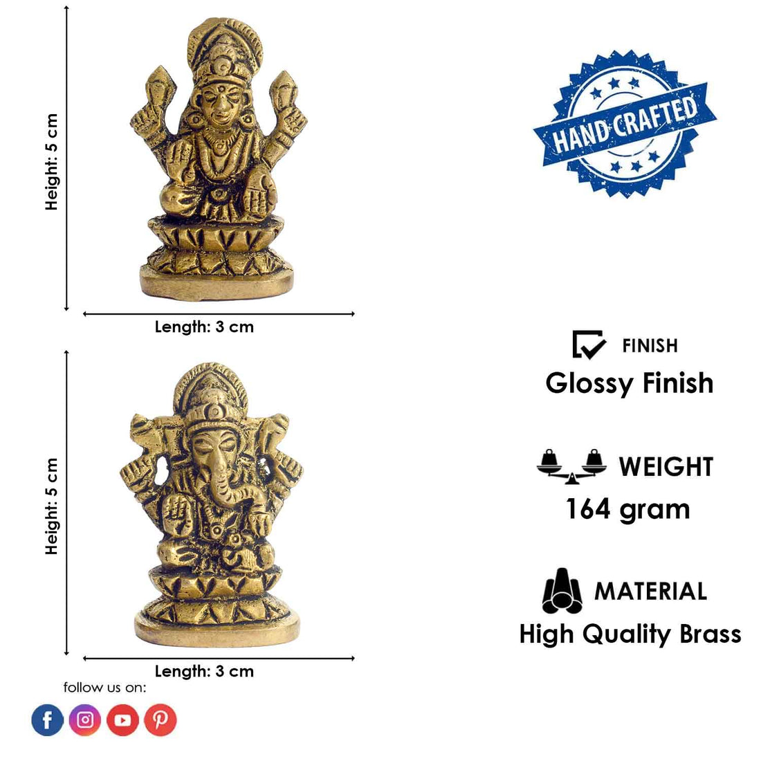 2 Inch Laxmi Ganesh Car Dashboard idol