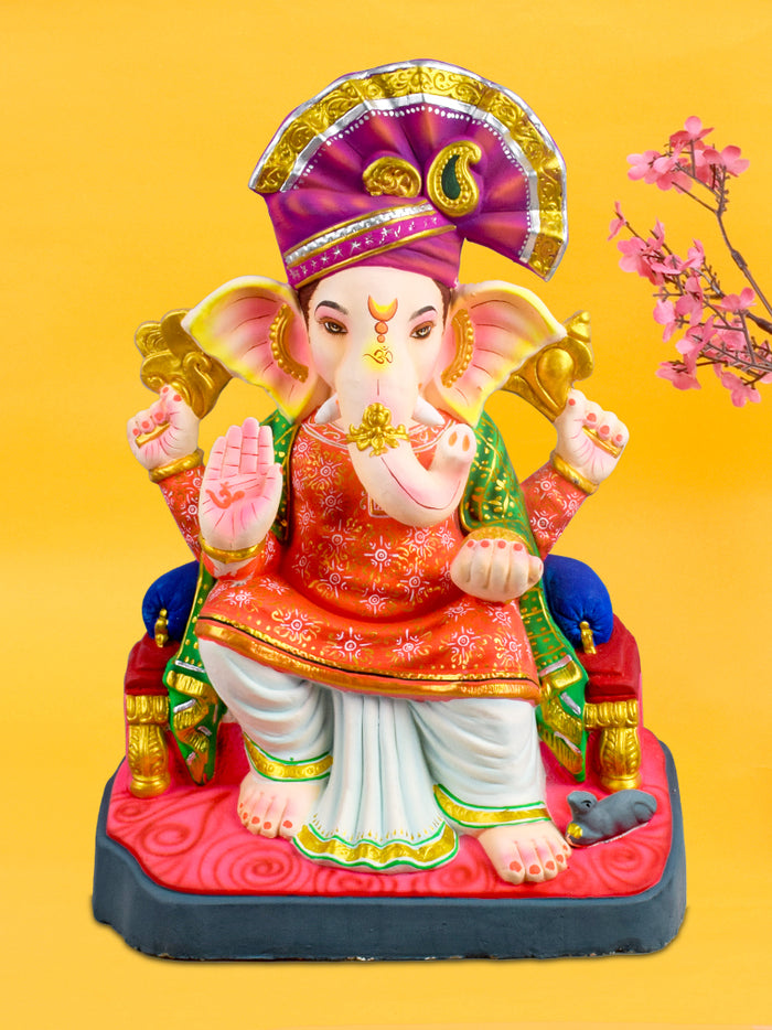 26-inch eco-friendly Lal Bagh Ke Raja Ganpati idol | India’s Largest Pooja Accessories Brand – www.satvikstore.in