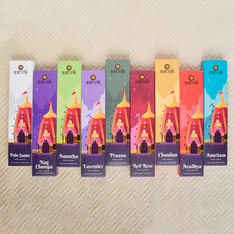 Premium incense cones and agarbatti creating a serene and calming spiritual atmosphere for meditation and pooja