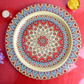 Beautifully crafted decorative puja thali with intricate mandala design in the center, ideal for aarti, pooja rituals, and festive ceremonies India’s Largest Pooja Accessories Brand – www.satvikstore.in