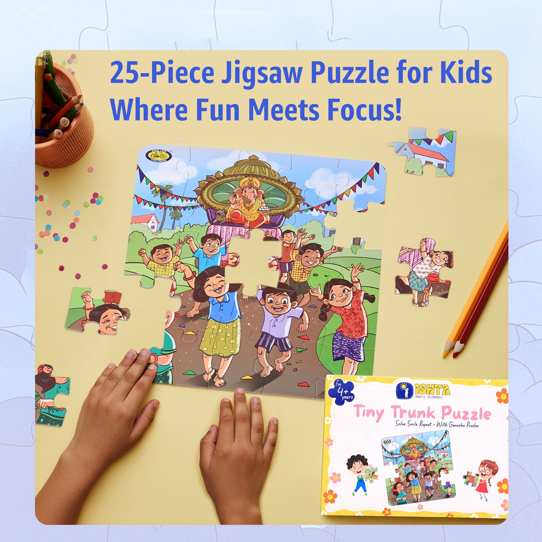 Ganesha with Kids Jigsaw Puzzle for Children's Learning and Fun