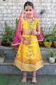 Yellow satin Radha costume for girls with dupatta and traditional design – India’s Largest Pooja Accessories Brand – www.satvikstore.in