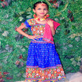 Radha Dress (Lehenga Set) with Phulkari embroidery in blue and pink for girls – India’s Largest Pooja Accessories Brand – www.satvikstore.in