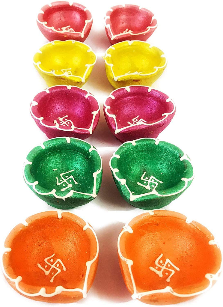 Multi Color Clay Diya 25 Pc Set Puja Store Online Pooja Items Online Puja Samagri Pooja Store near me www.satvikstore.in