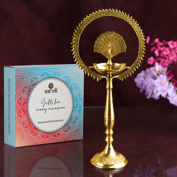12 INCH Brass Mor Kiran Style Kerala Diya