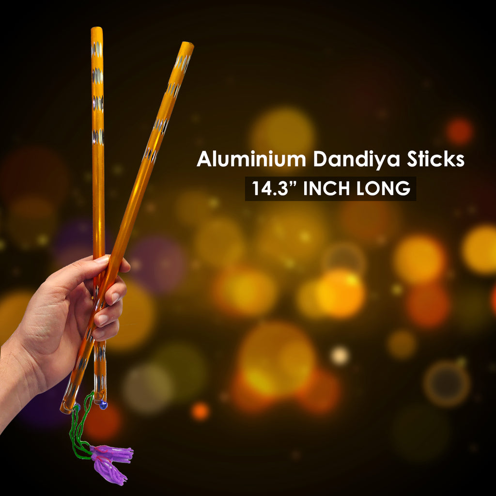 Aluminium Dandiya Sticks For Garba Nights (2 Pair) Puja Store Online Pooja Items Online Puja Samagri Pooja Store near me www.satvikstore.in