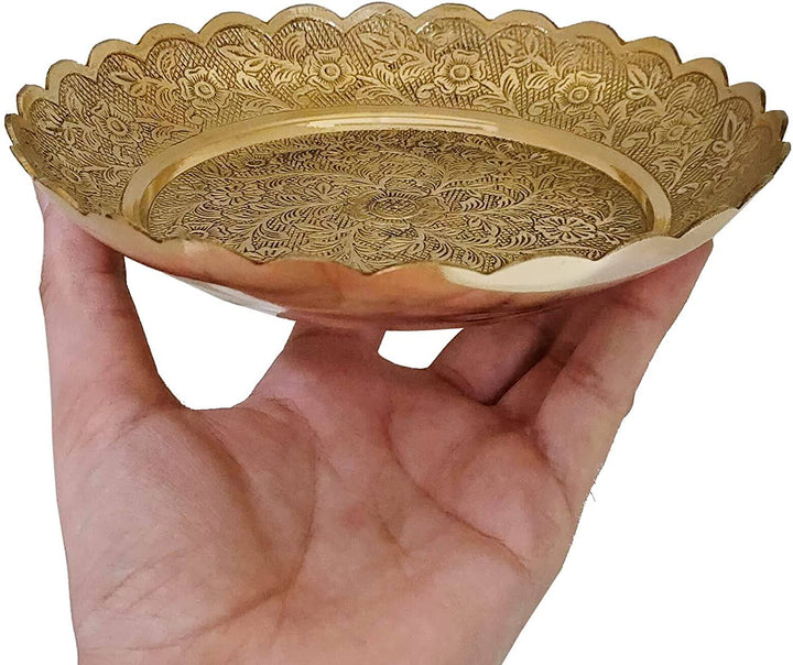 Shop Online: Brass Nakashi pooja Thali Plate