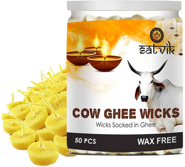 50 Pc Pure Cow Ghee Diya Wicks (Wax Free)