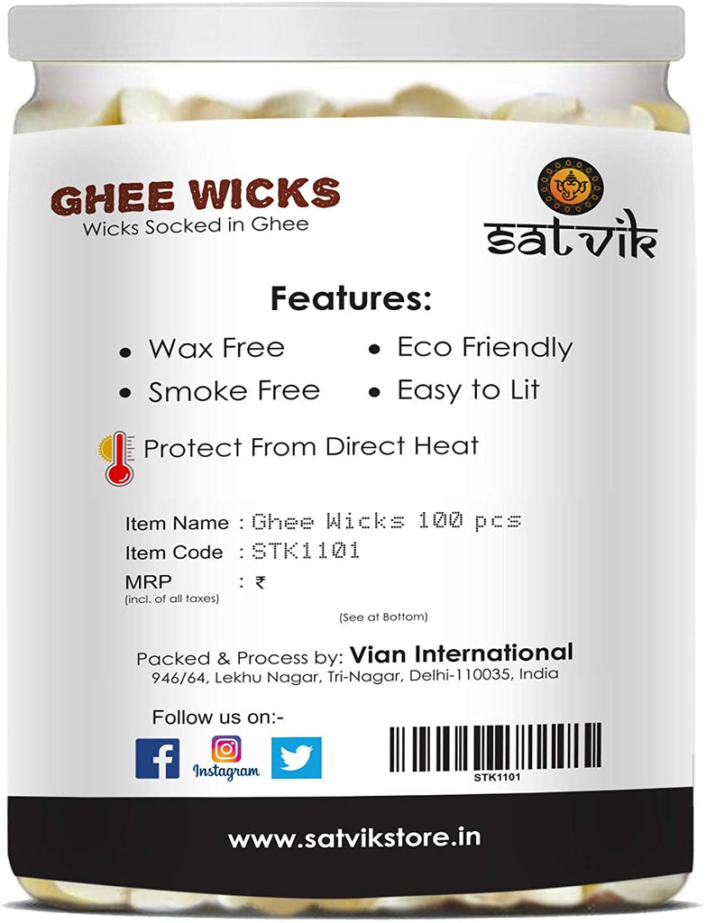 50 Pc Pure Ghee Wicks (Wax Free) Puja Store Online Pooja Items Online Puja Samagri Pooja Store near me www.satvikstore.in