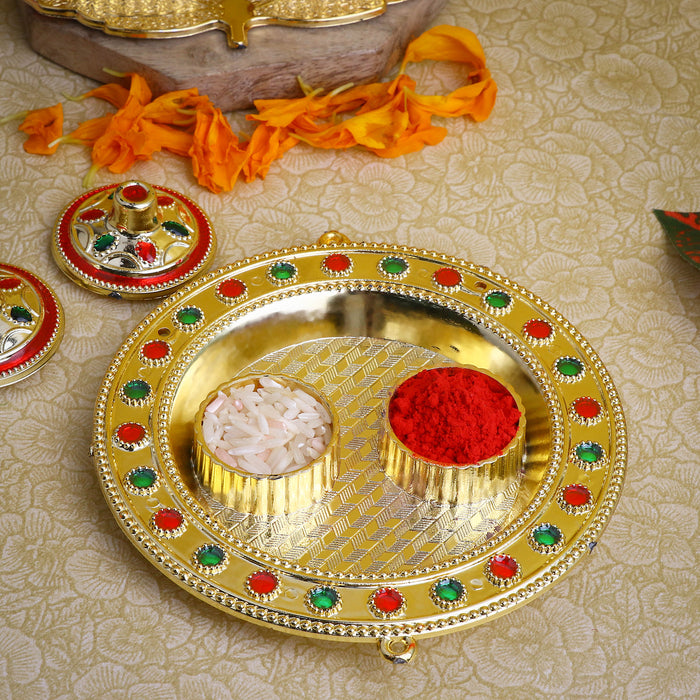 Attractive round Roli Akshat platter |
India’s Largest Pooja Accessories Brand – www.satvikstore.in 