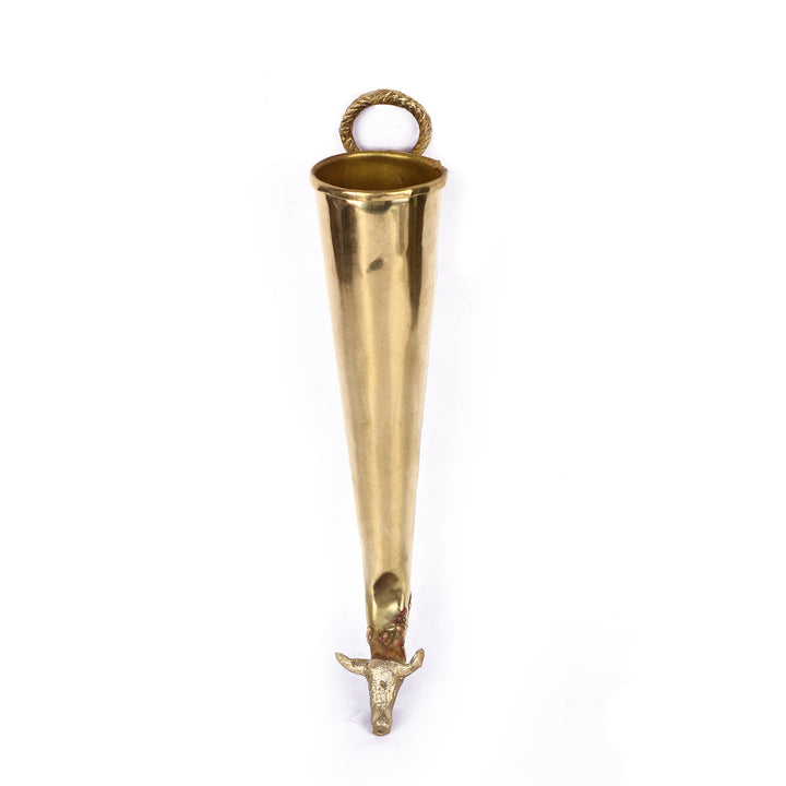 Brass Gaumukhi Shringi for God bath, traditional cow-faced vessel used in Hindu rituals for performing sacred abhishekam during pooja ceremonies. 
India’s Largest Pooja Accessories Brand – www.satvikstore.in 