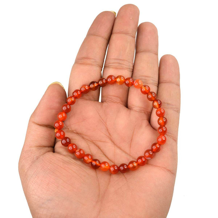 Genuine Solid Red Carnelian Stone Bead Bracelet, Beaded Bracelet, Powerful  Sacral Chakra - Etsy India