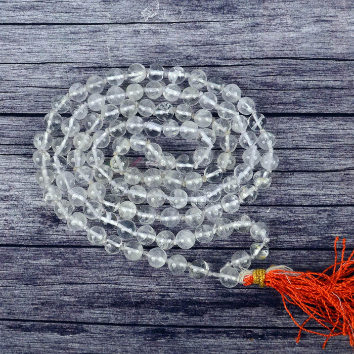 108 Beads Clear Quartz Crystal Jaap Mala for Healing & Clarity