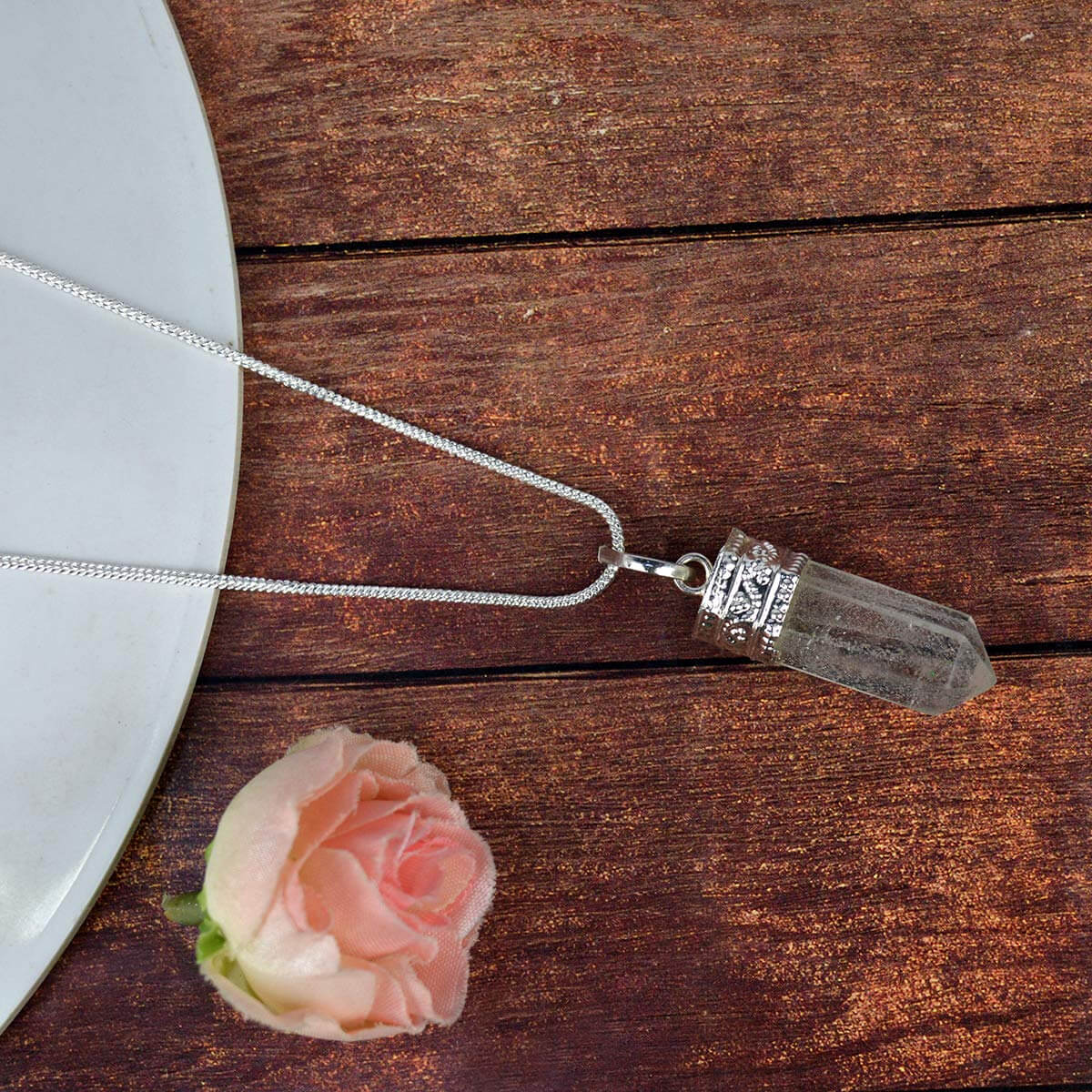 Buy Clear Quartz Crystal Pencil Pendant Online From Premium Crystal Store  at Best Price - The Miracle Hub