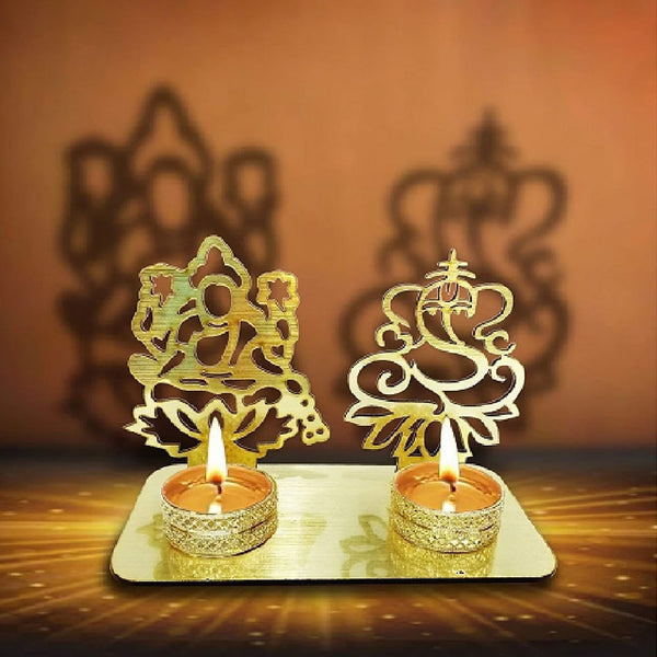 Decorative Lord Ganesha and Lakshmi Shadow Diya