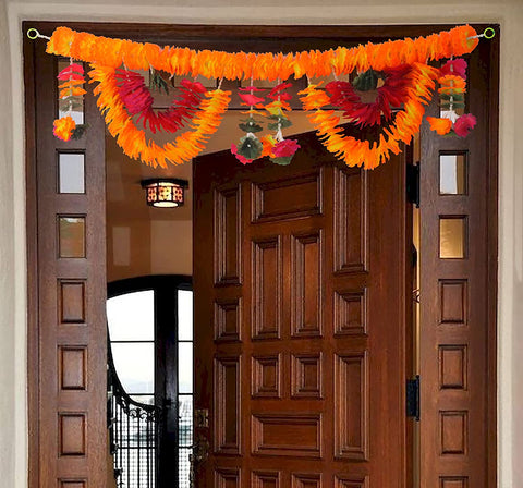 Elegant Artificial Flower Bandarwal for Door Decoration Floral Toran (Design-6) with colorful artificial flowers, perfect for festive and traditional home entrances. India’s Largest Pooja Accessories Brand – www.satvikstore.in