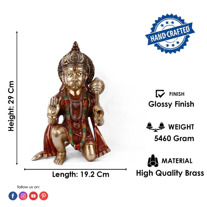 Hanuman statue idol is symbol of Good Marital Life, Happiness and peace in relationship which made from Virgin Quality Brass for long lasting use. Handmade product from the Artisanship of India's Craftsman with Using Modern Style. 