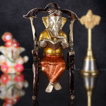 4.5 Inch Pure Brass Reading Book Ganesha Statue