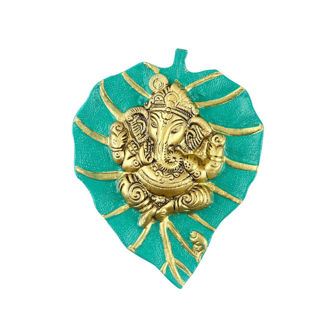 1 pc Lord Ganesh on Leaf Patta Wall Hanging White
