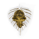 1 Pc Lord Ganesh Face on Leaf Patta Wall Hanging White