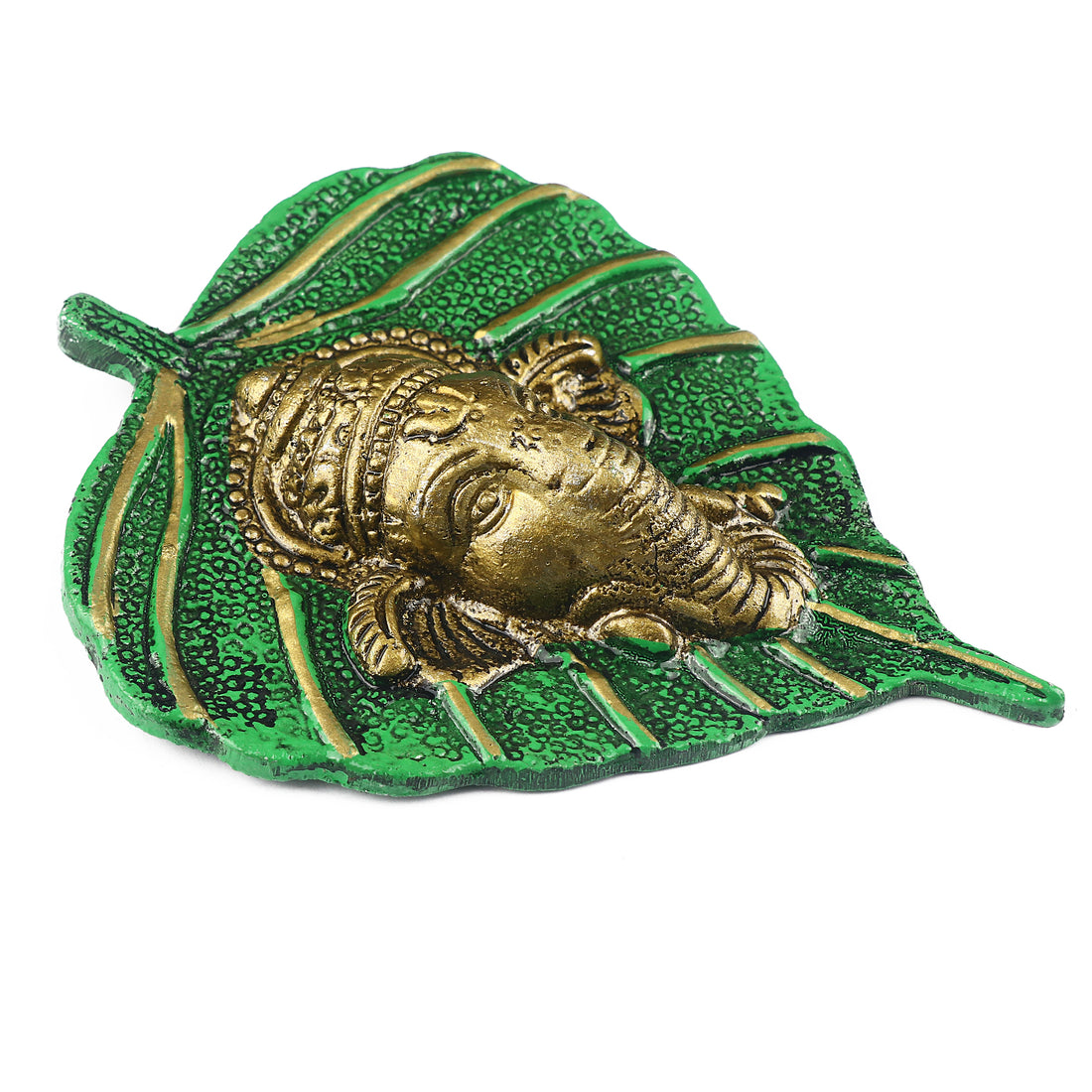 1 Pc Lord Ganesh Face on Leaf Patta Wall Hanging - Blue