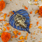 1 Pc Lord Ganesh Face on Leaf Patta Wall Hanging White