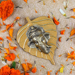 1 Pc Lord Ganesh Face on Leaf Patta Wall Hanging Green