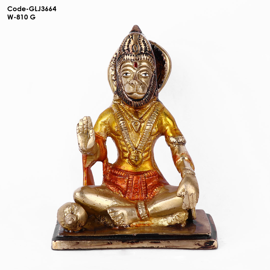 4.7 Inch Blessed Brass Hanuman Idol