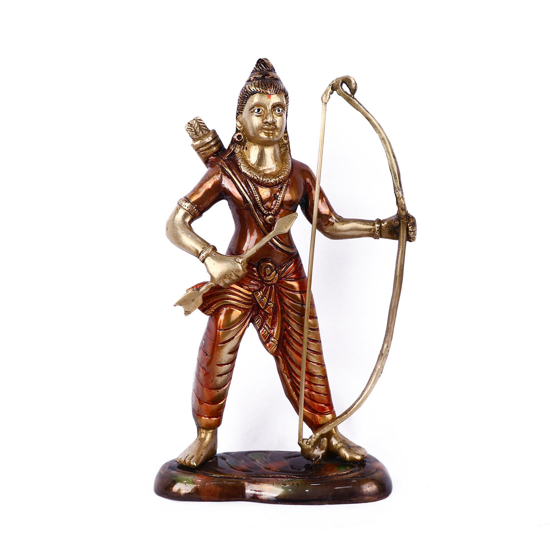 10.6 Inch Victorious Ram with Bow Brass Idol