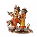 5.3 Inch Charismatic Radha Krishna Colorful Brass Idol