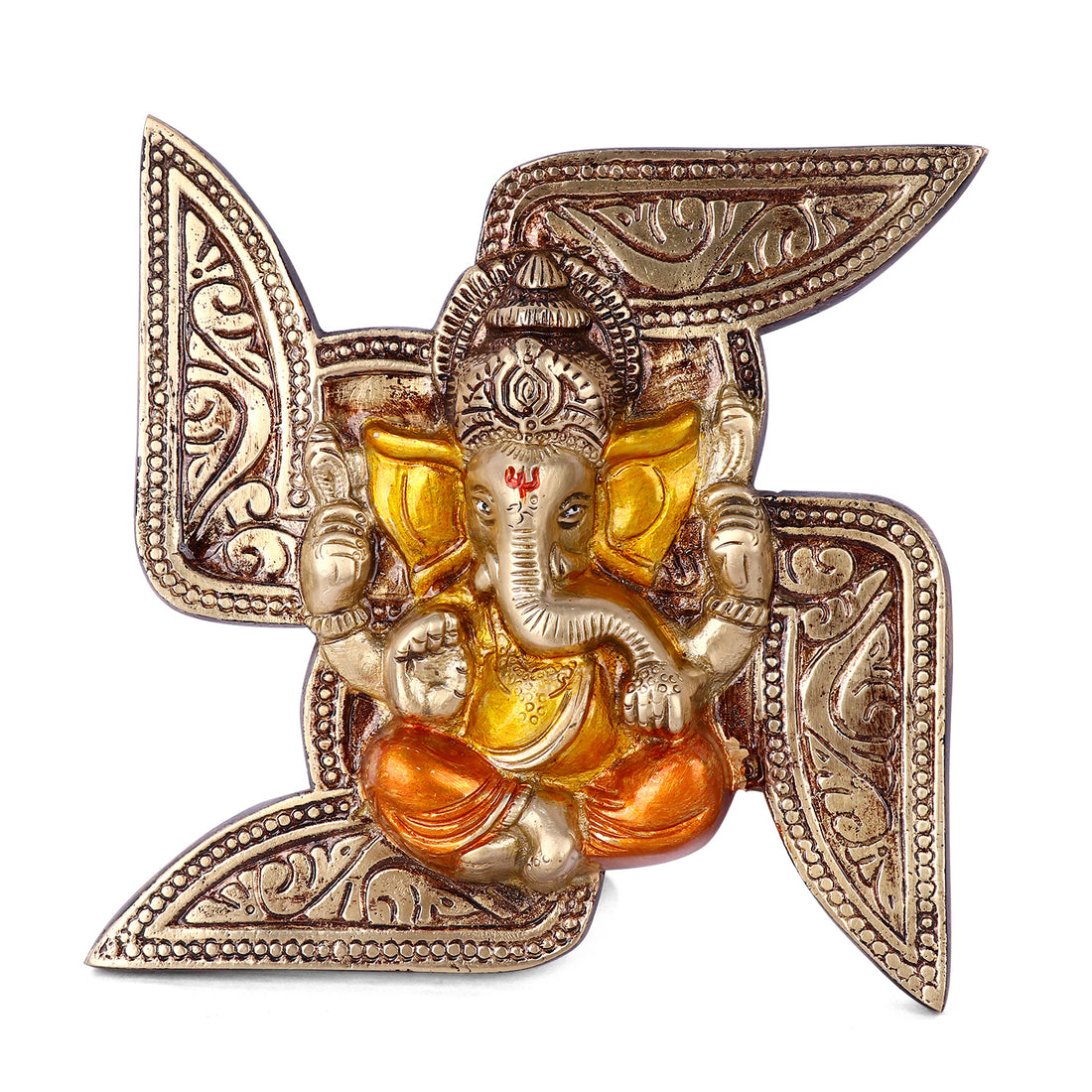 6.9 Inch Eye Catching Pure Brass Ganesh Wall Hanging