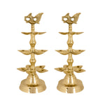 Brass 3 Step Panchmukhi Peacock Kerala Diya