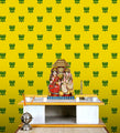 Premium yellow printed backdrop cloth with traditional floral and decorative motifs, ideal for pooja, festivals, and home temple decoration. India’s Largest Pooja Accessories Brand – www.satvikstore.in