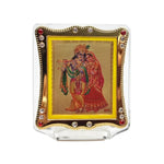 Radha Krishna frame for car Dashboard featuring a beautifully crafted depiction of the divine couple in an enchanting pose, symbolizing love, devotion, and divine union